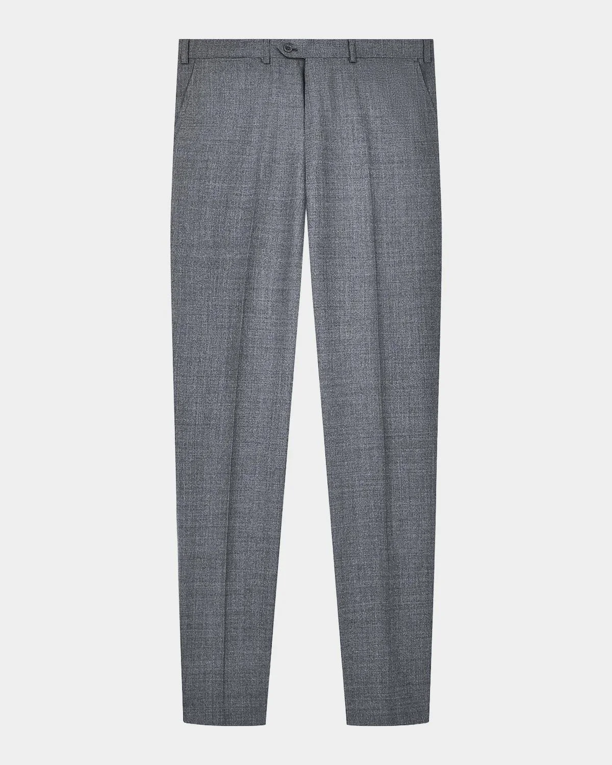 Men's Wool Textured Flat-Front Trousers - 1