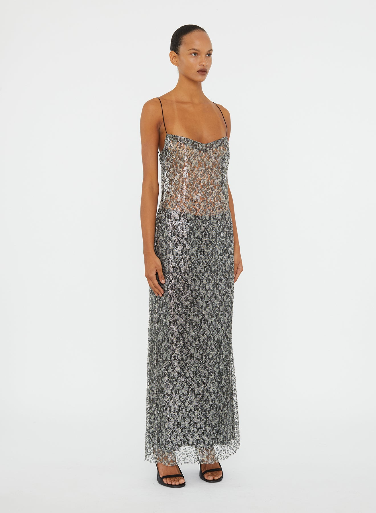 Sequined Lace Cami Dress - 2