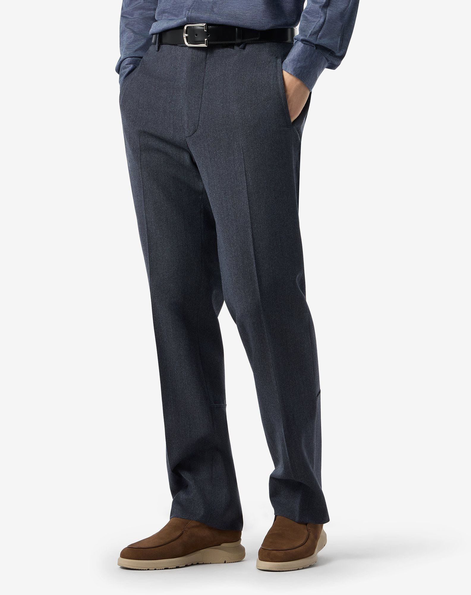 Blue wool and cotton chinos - 3