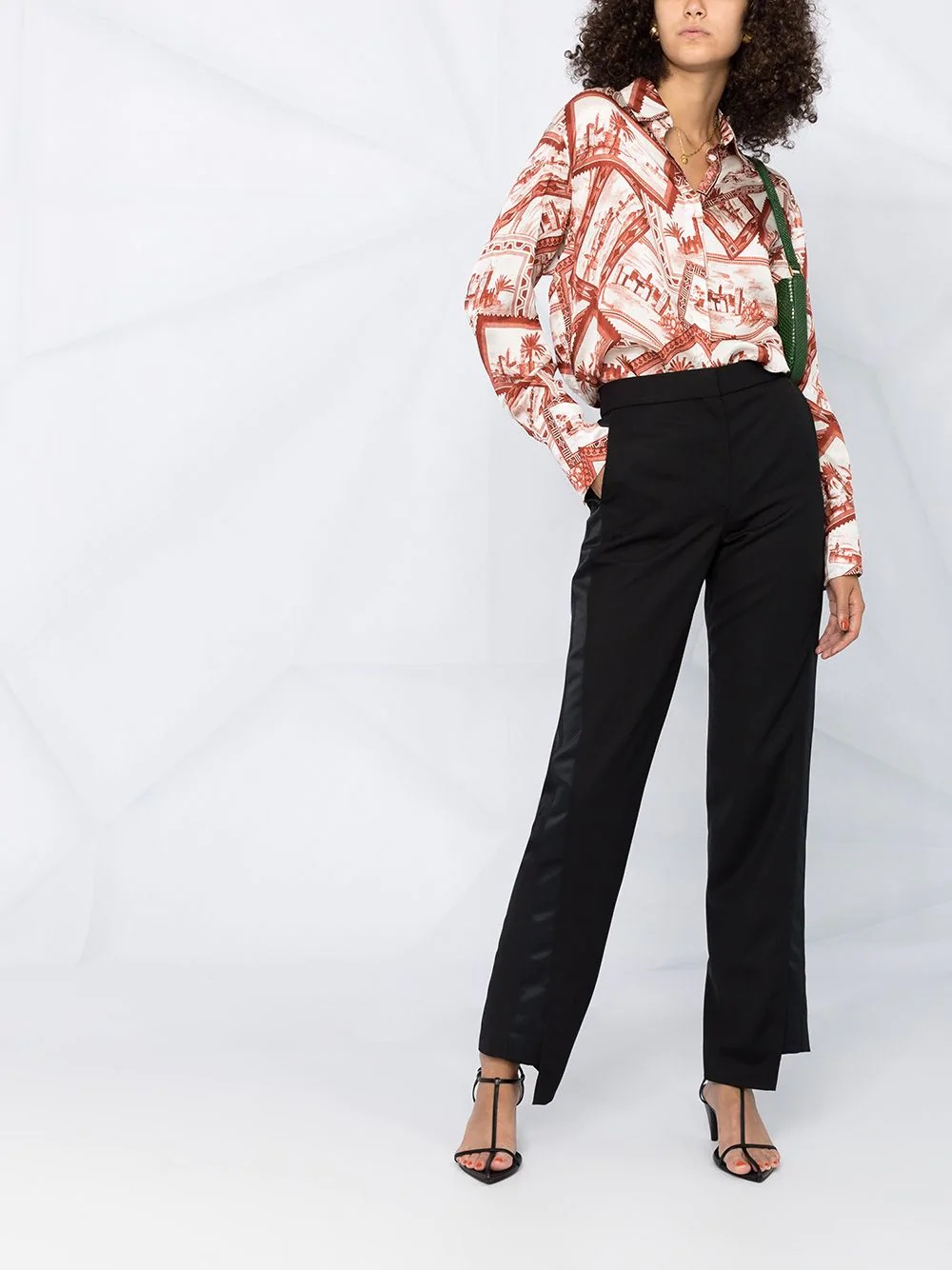 panelled asymmetric straight-leg trousers - 2