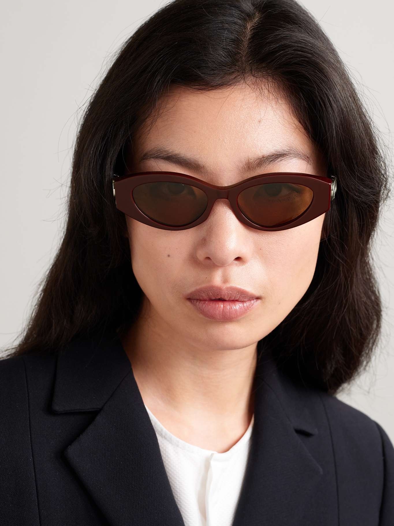 30Montaigne B6I cat-eye acetate and gold- and silver-tone sunglasses Red - 2