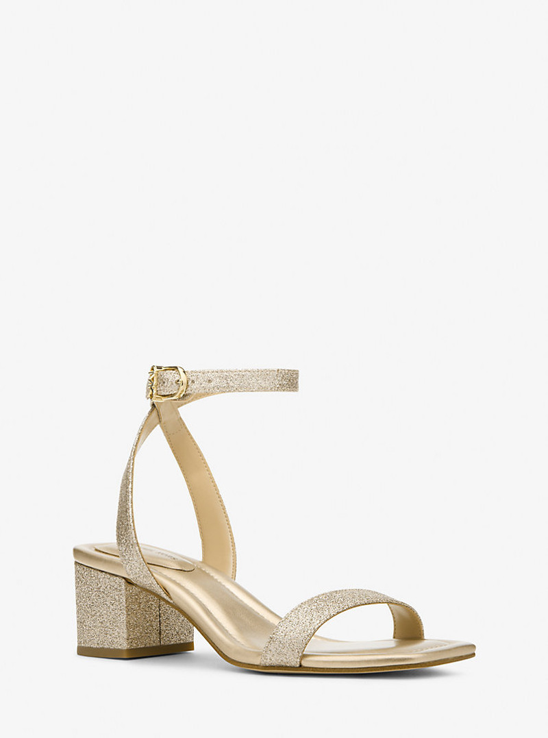Merriam Glitter-Embellished Leather Sandal 1