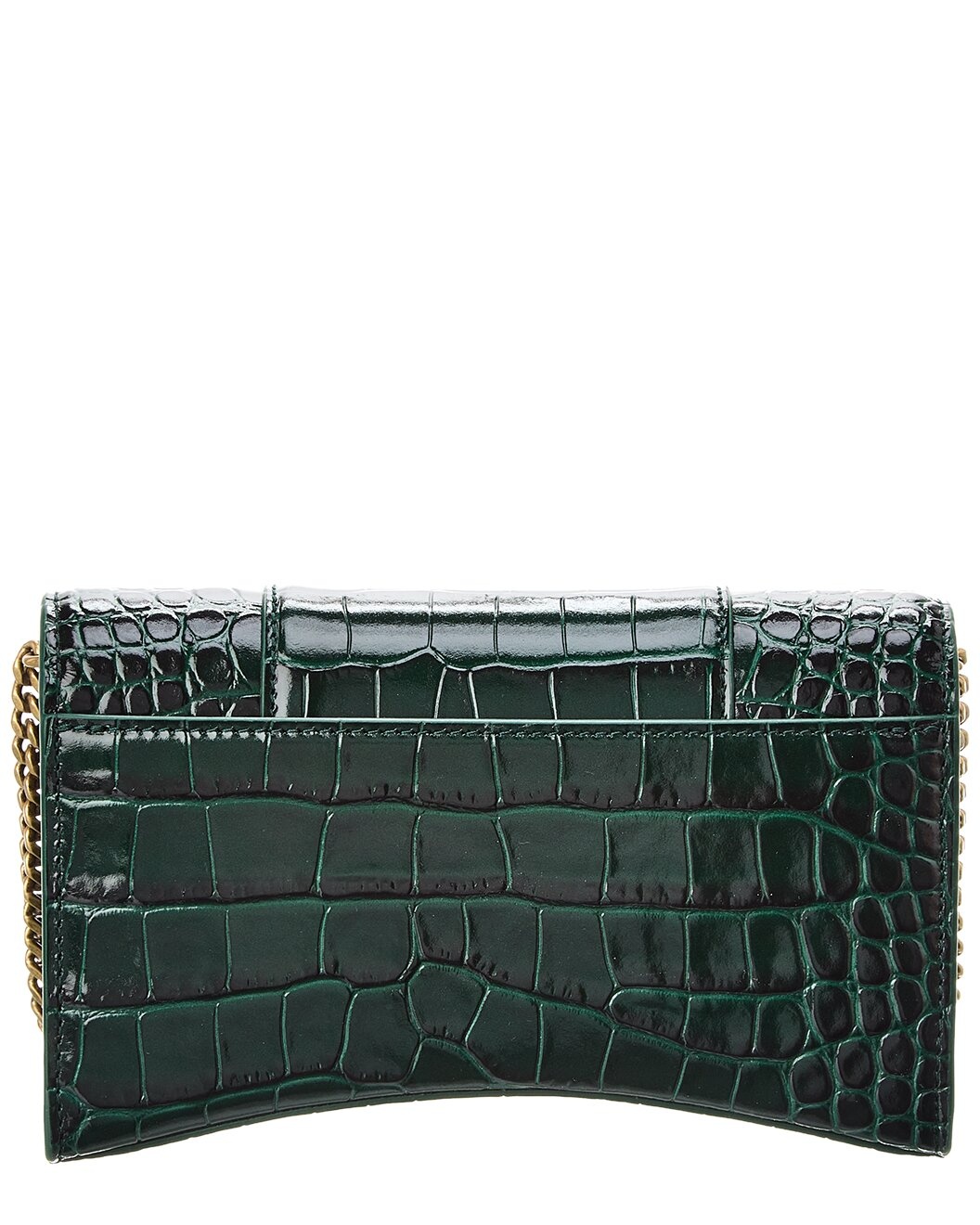 Balenciaga Hourglass Croc-Embossed Leather Wallet On Chain - 2