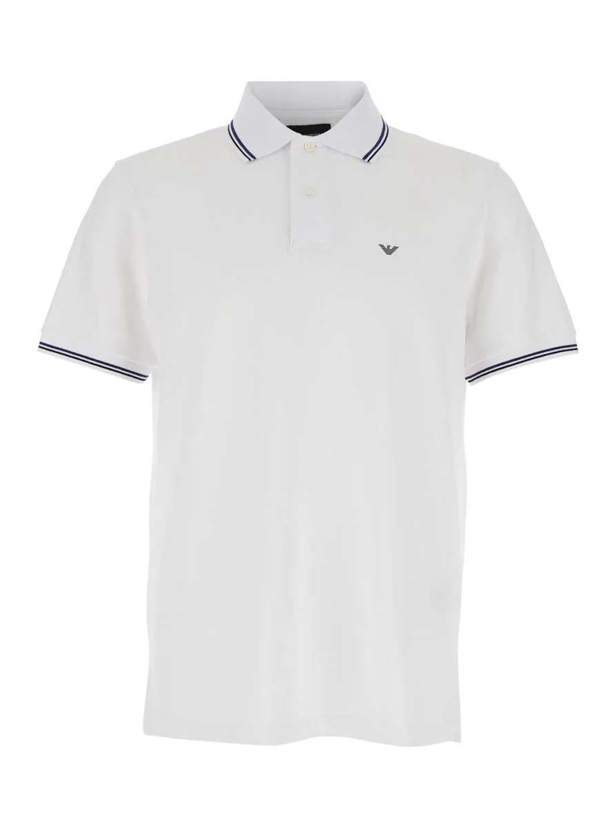 Emporio Armani White Polo Shirt With Logo Embroidered On The Front In Cotton Man - 1
