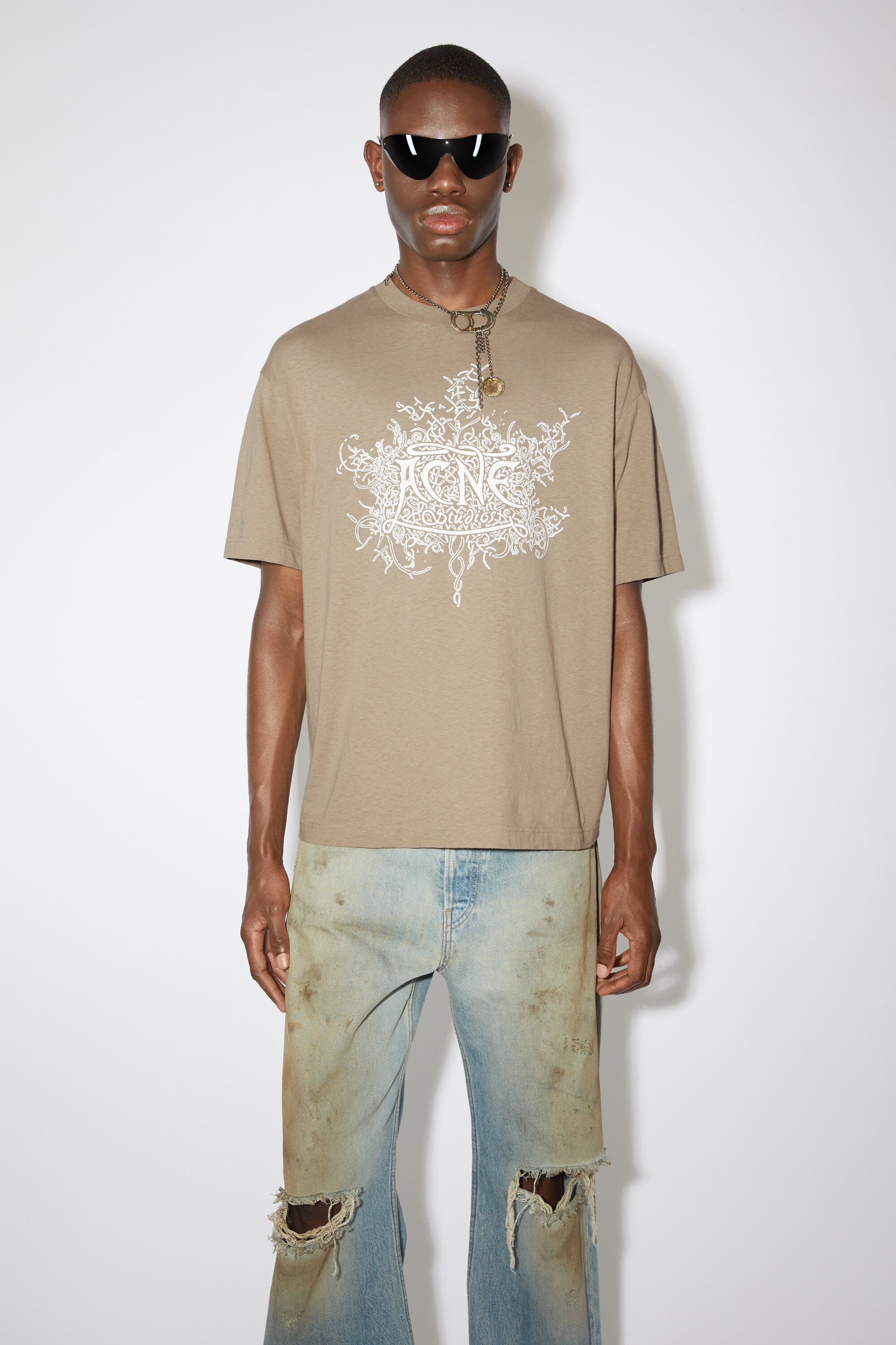 Glow in the dark logo t-shirt - Dark beige - 2