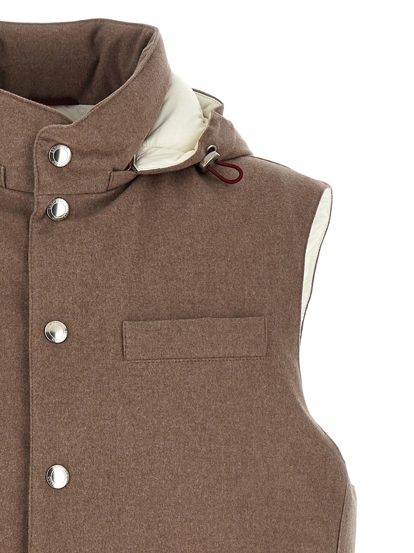 Padded Wool Vest Gilet Beige - 3