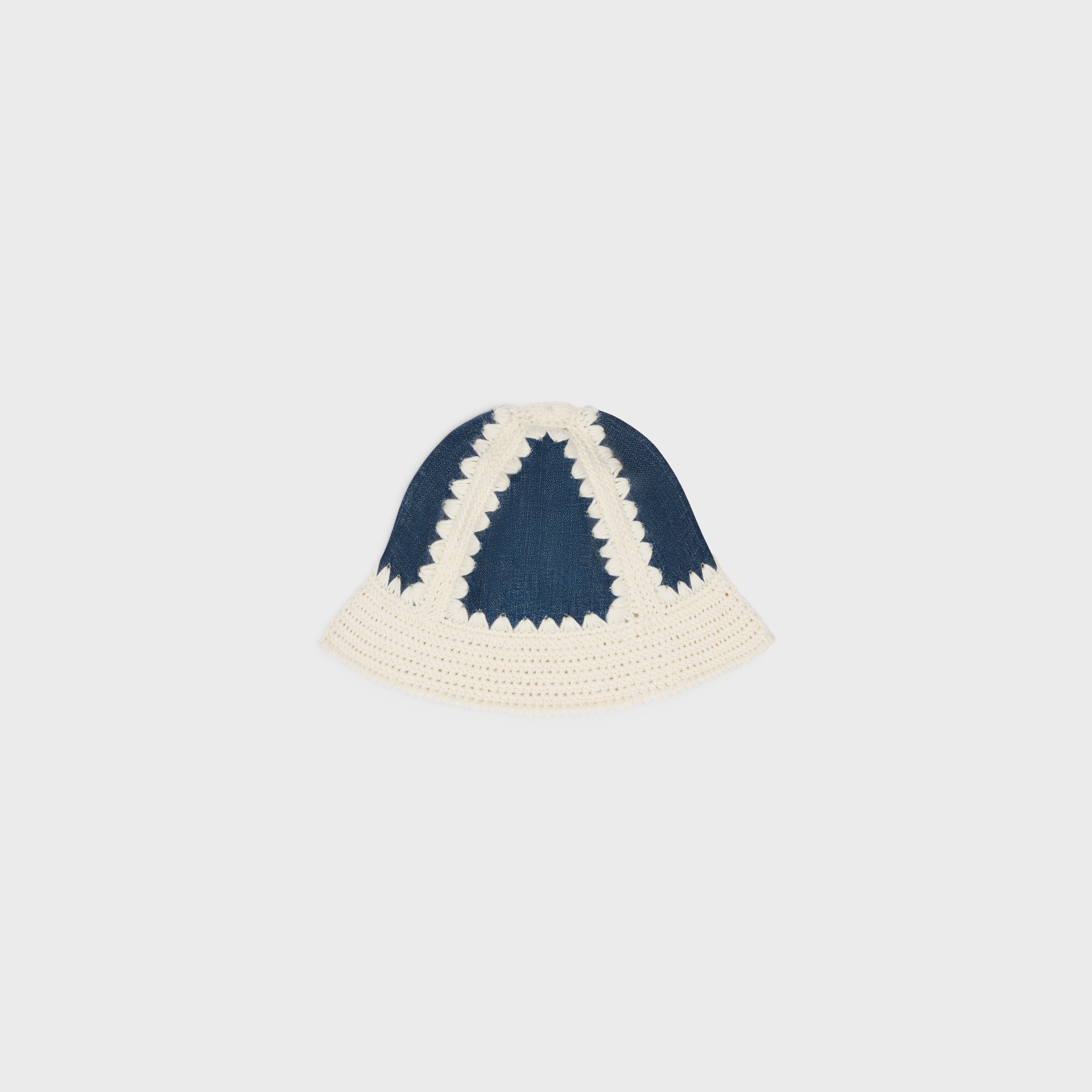 triomphe bucket hat in crocheted wool and denim - 2