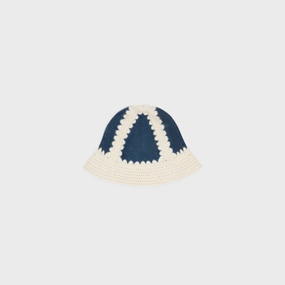 CELINE triomphe bucket hat in crocheted wool and denim outlook