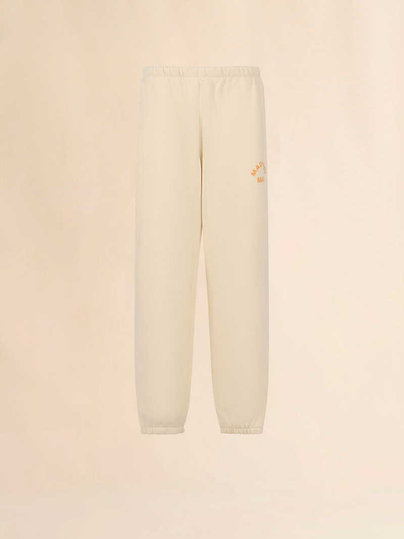 MARNI + MADHAPPY CREAM COTTON SWEATPANTS WITH ARCH LOGO PRINT 1