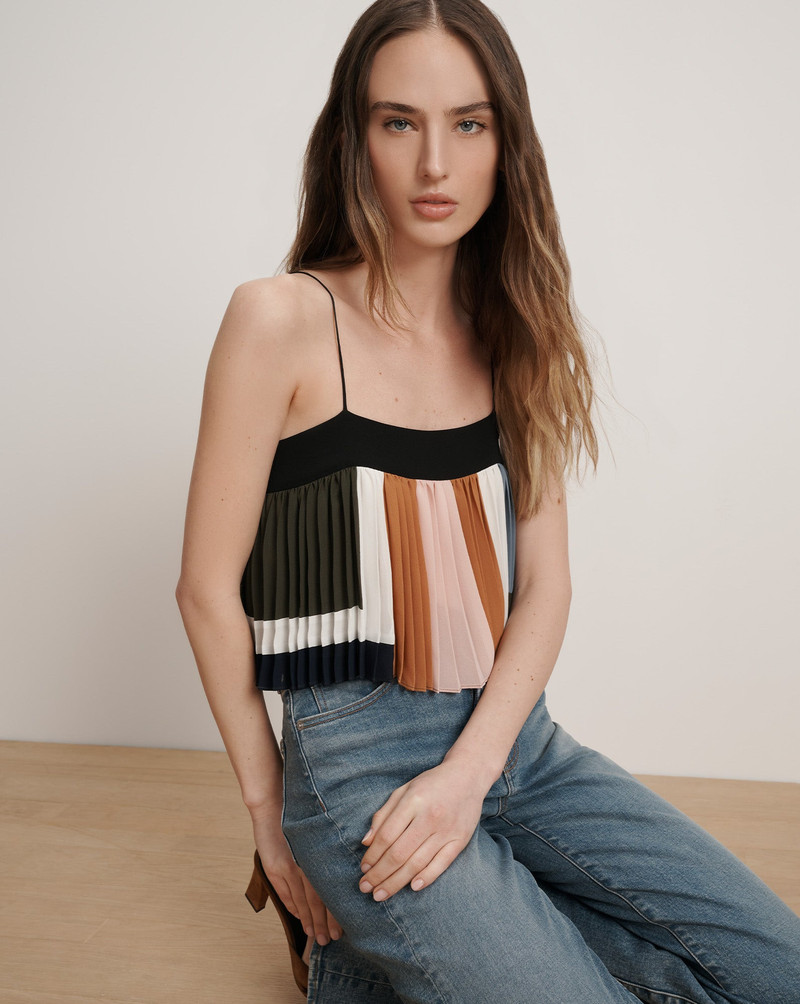VERONICA BEARD JANIE PLEATED TOP outlook
