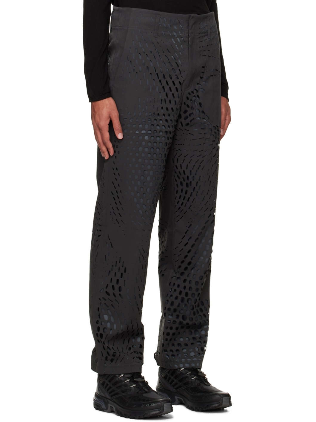 Black Cutouts Trousers - 2