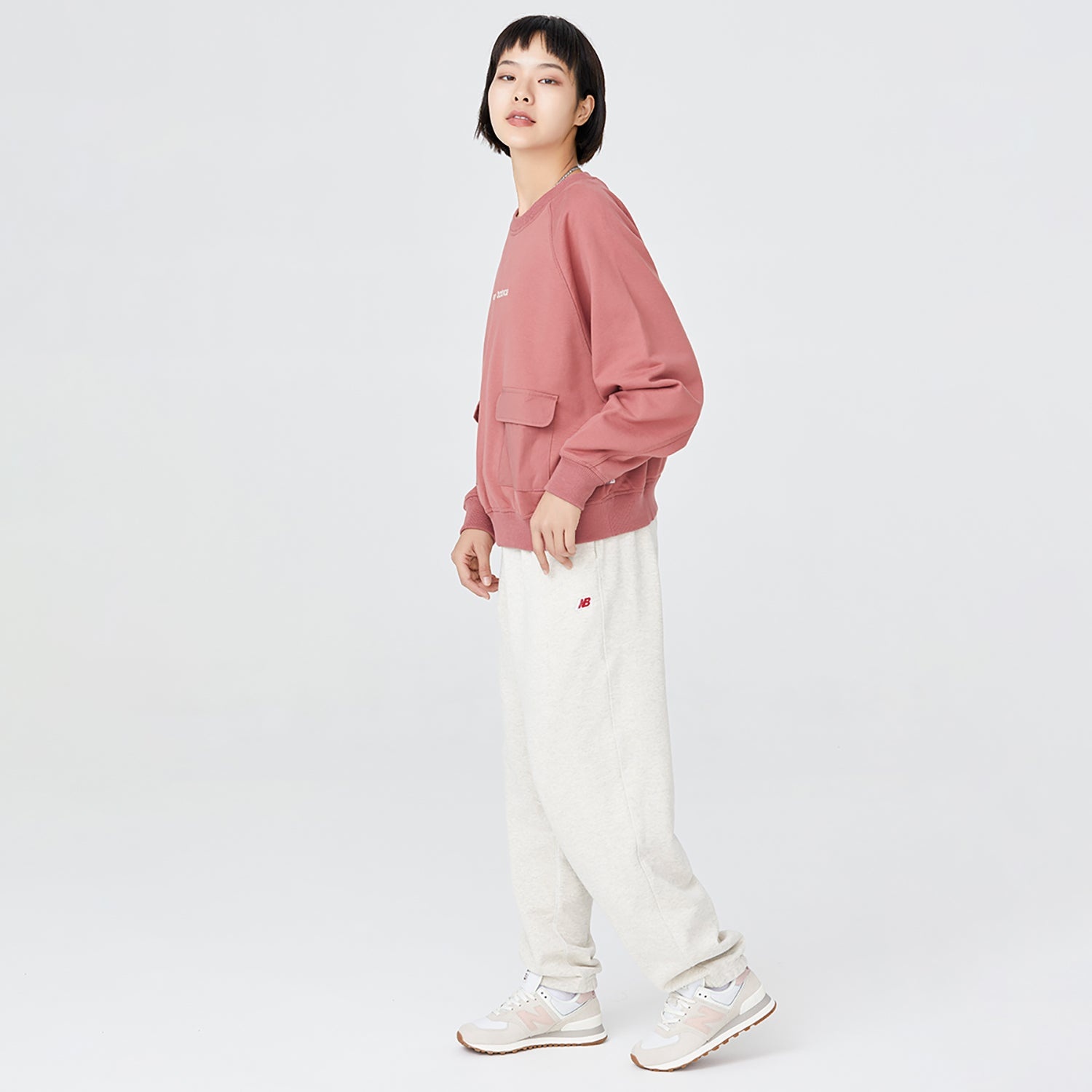 (WMNS) New Balance Casual Pocket Sweatshirt 'Rose Pink' AWT23320-MIN - 4