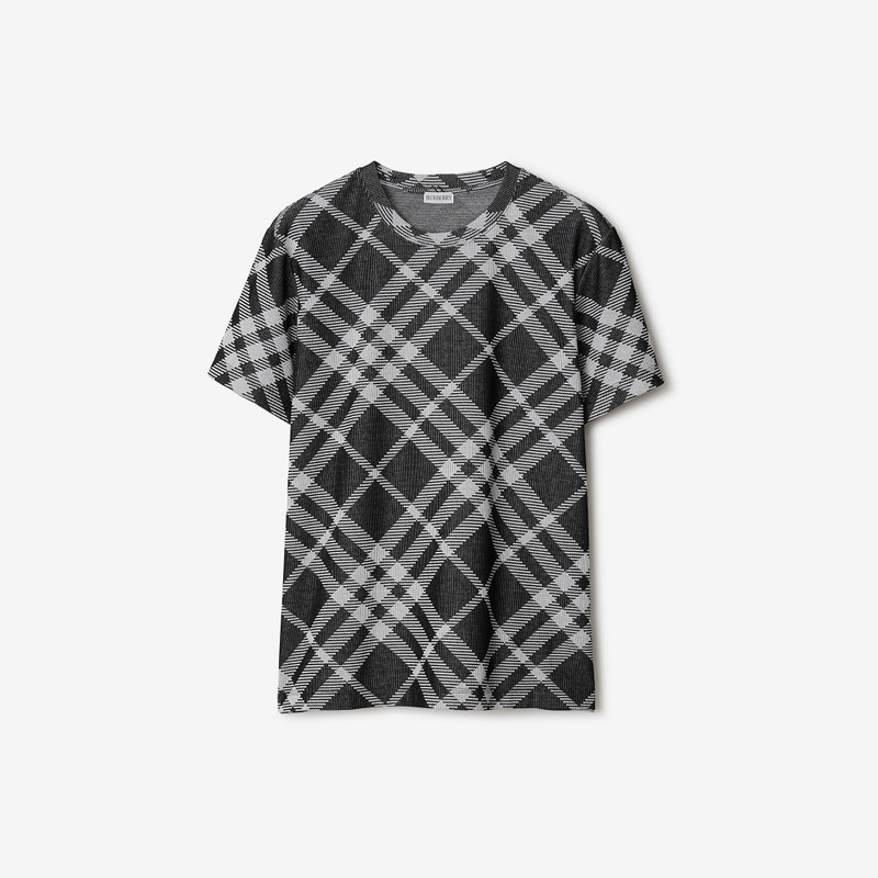 Check Stretch Cotton Blend T-shirt 1