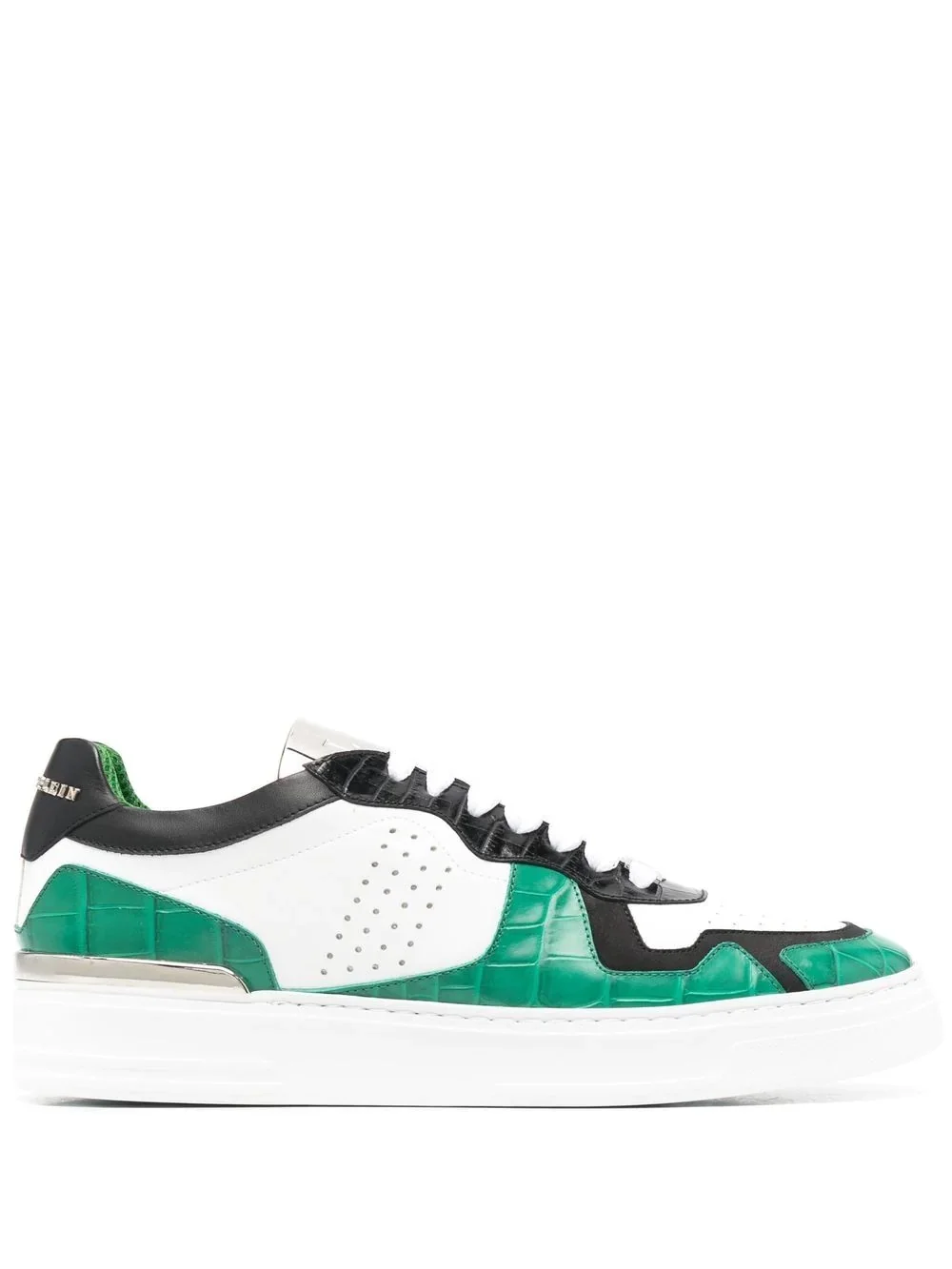 colour-block low-top sneakers - 1