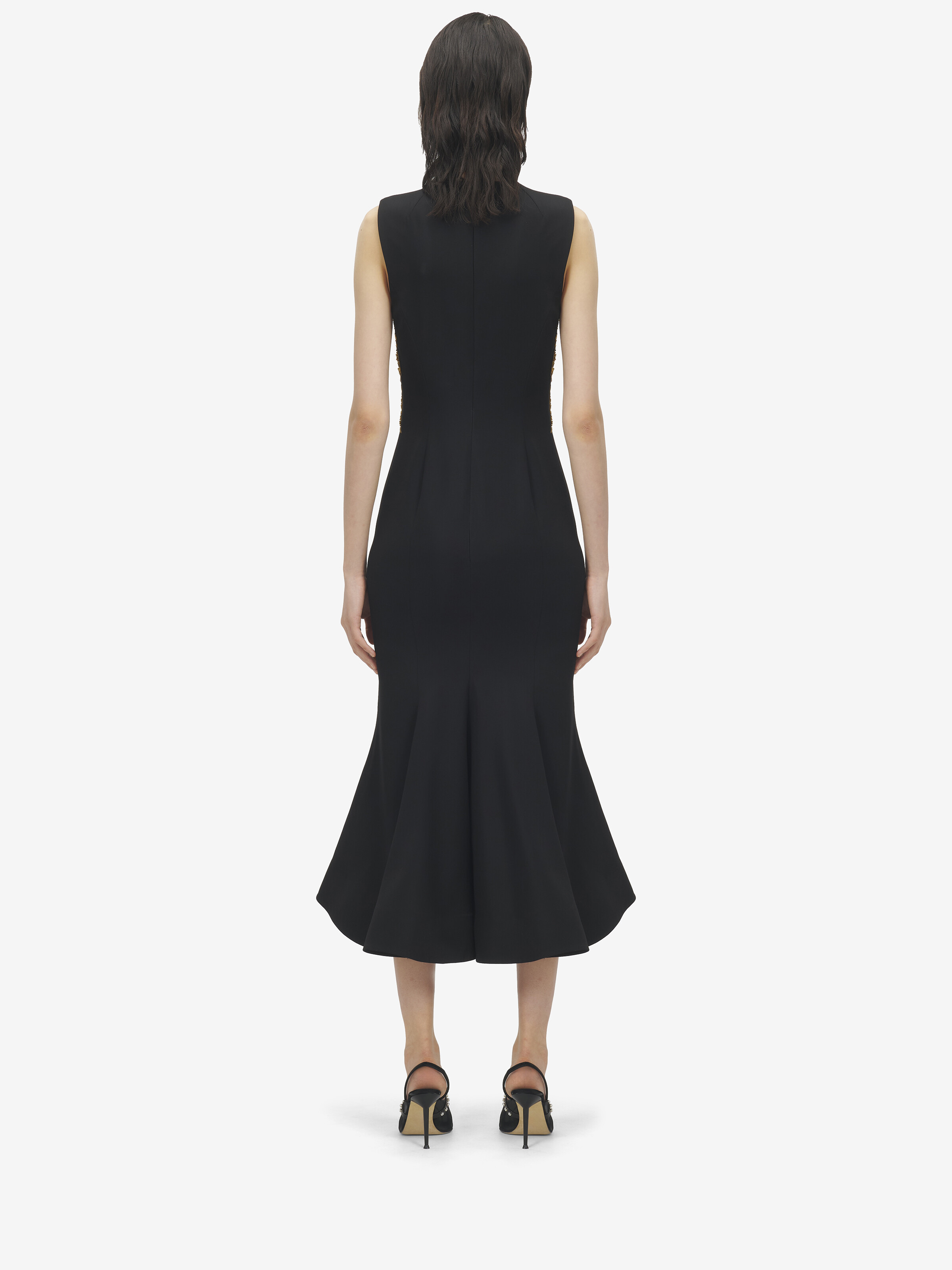 Warped Floral Embroidery Midi Dress - 4