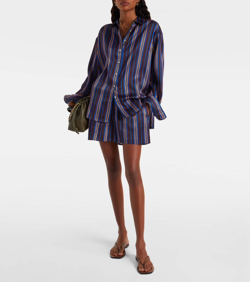 ASCENO Franca striped silk charmeuse pajama shorts outlook