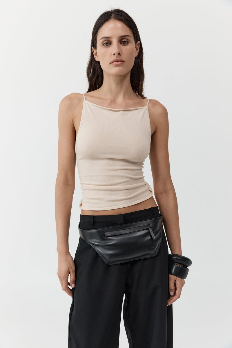 ST. AGNI Twist Back Knit Top - Shell outlook