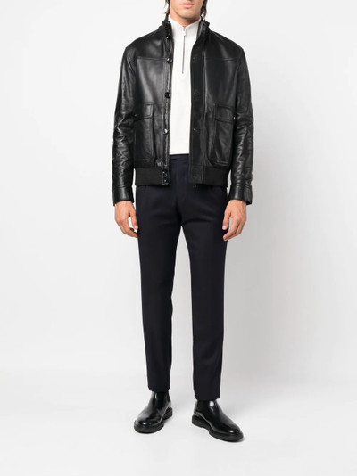 Brioni button-up leather jacket outlook