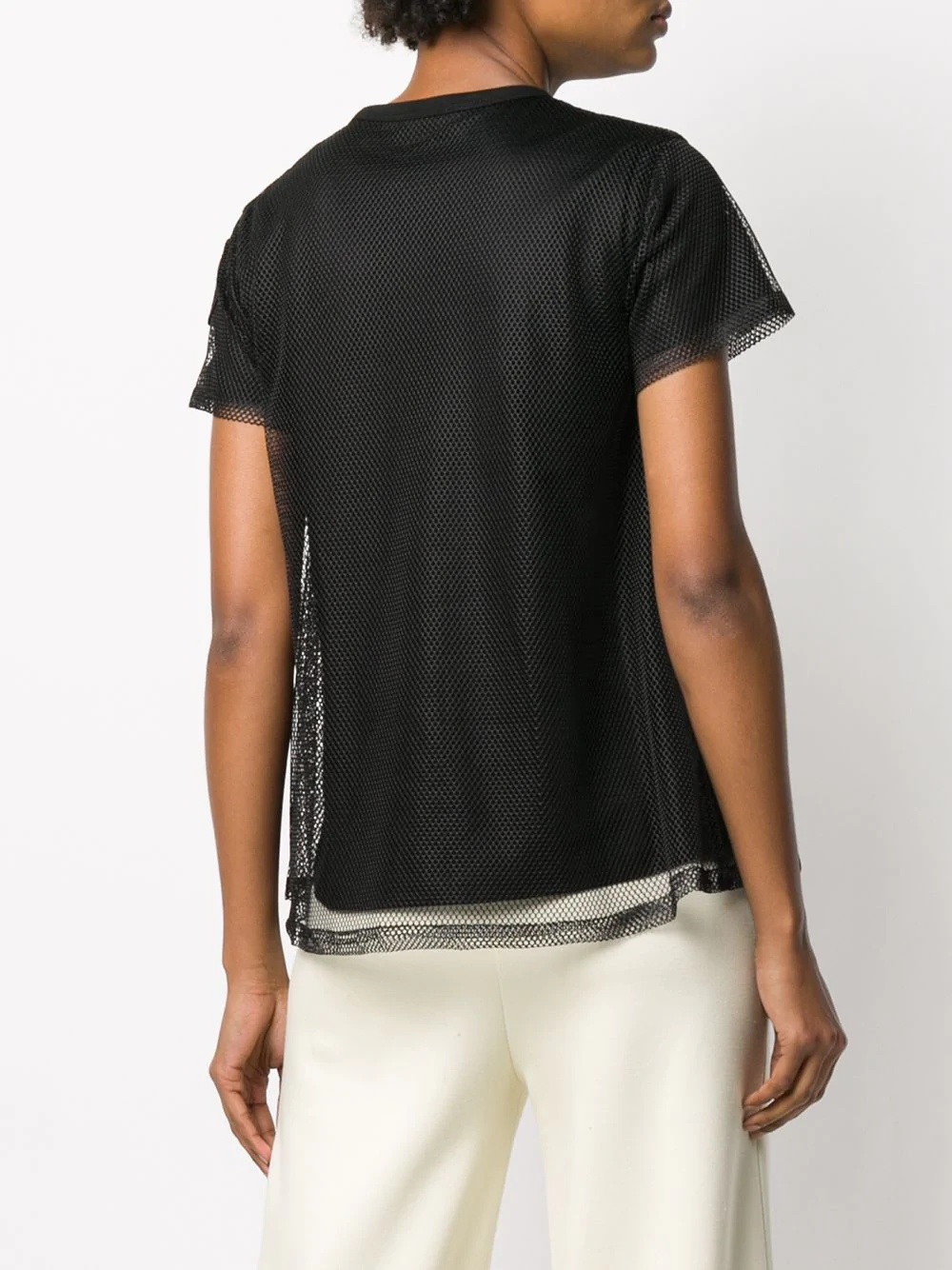 mesh overlay T-shirt - 4