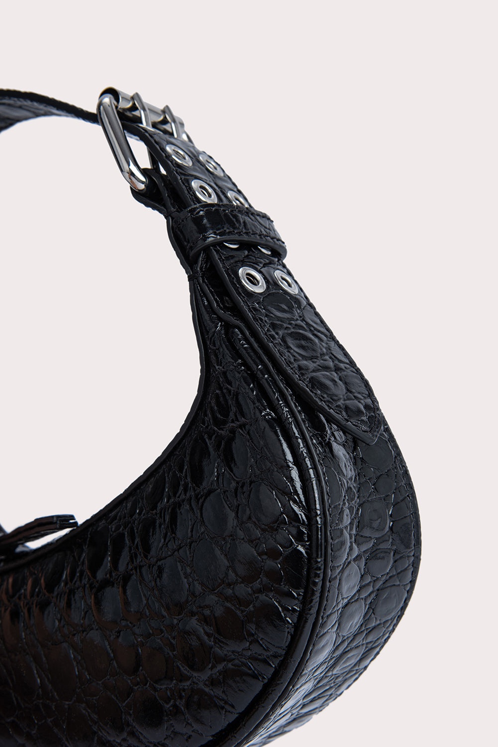 Mini Soho Black Circular Croco Embossed Leather 4