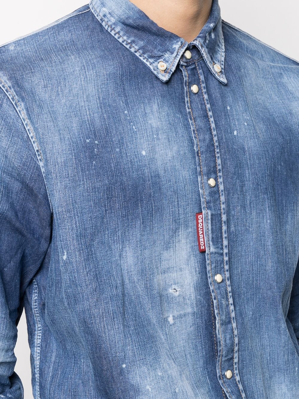 distressed effect denim shirt - 5