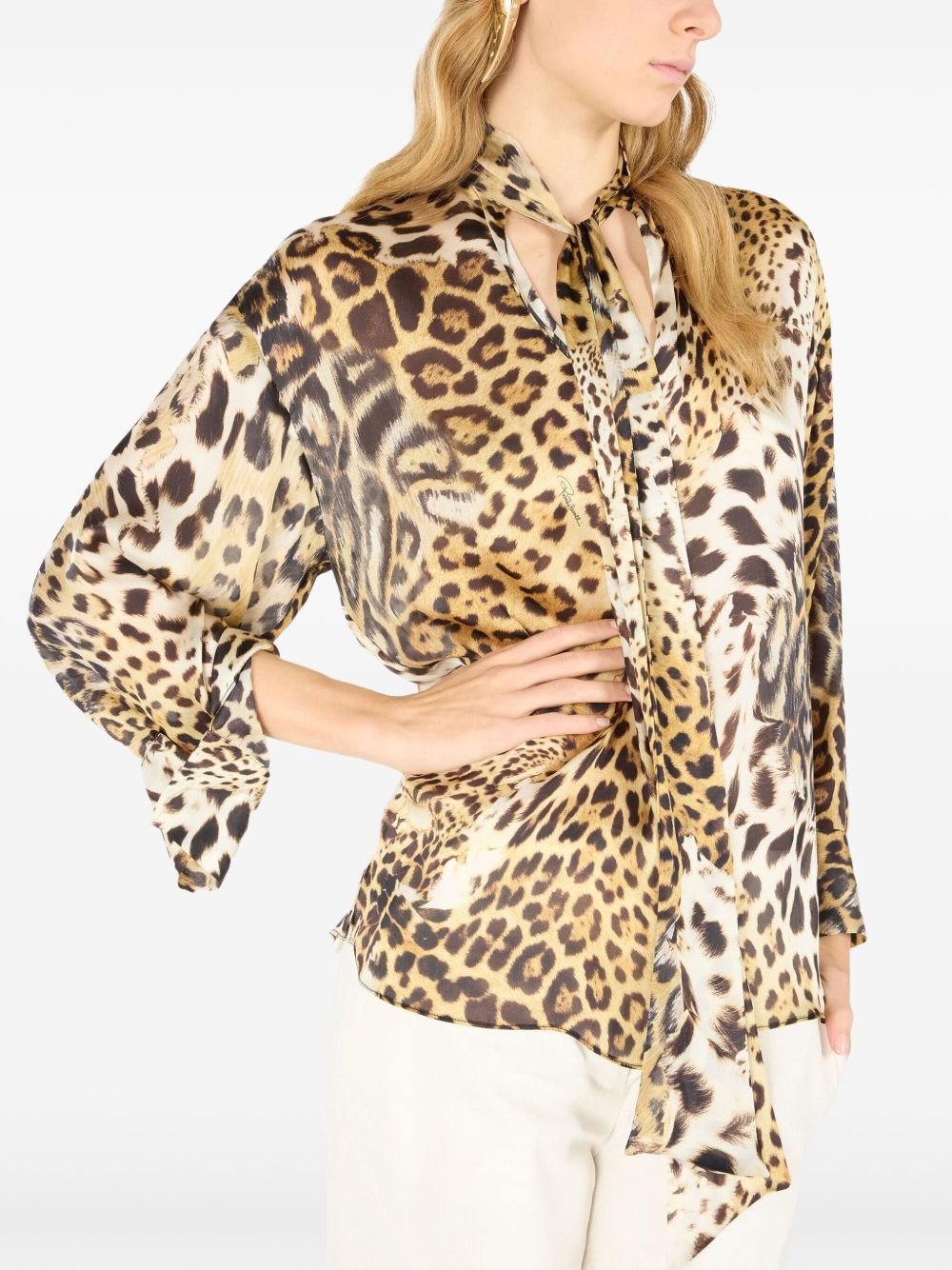 Jaguar-print blouse - 5