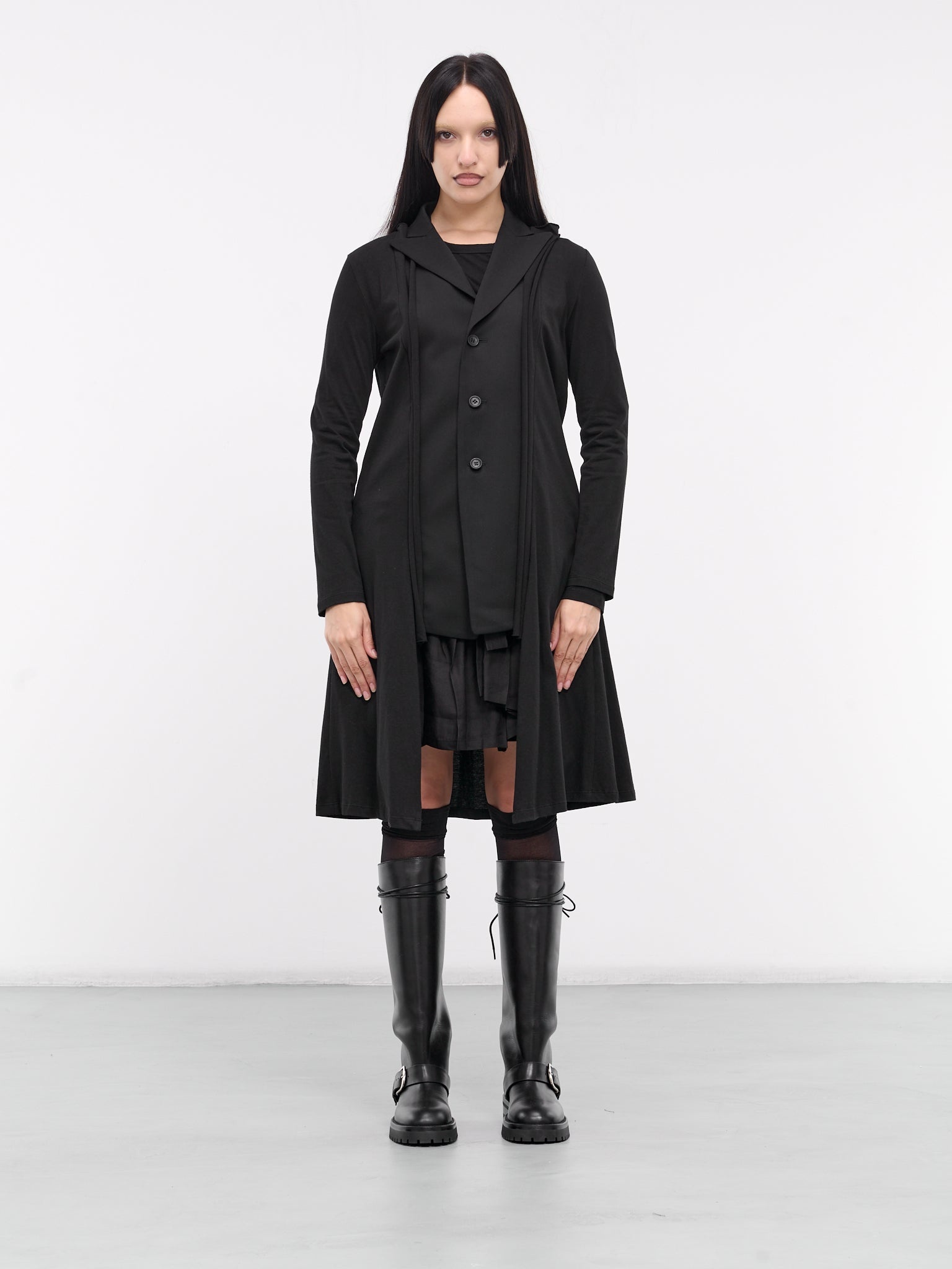Gabardine Combination Long Jacket - 1