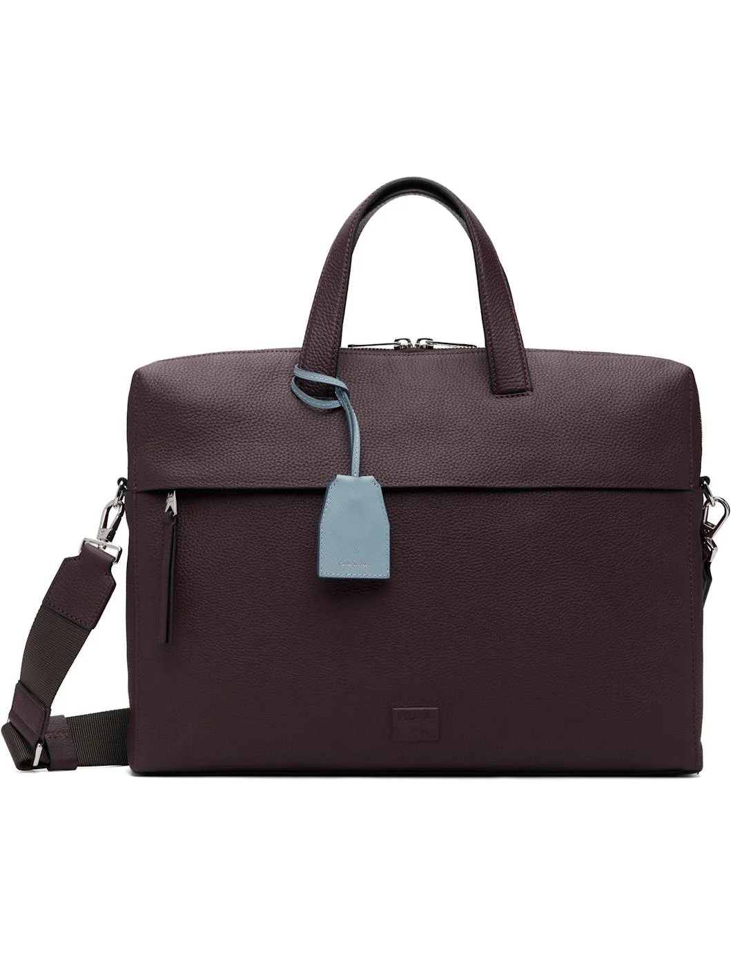Burgundy Leather Double-Zip Folio Briefcase - 1