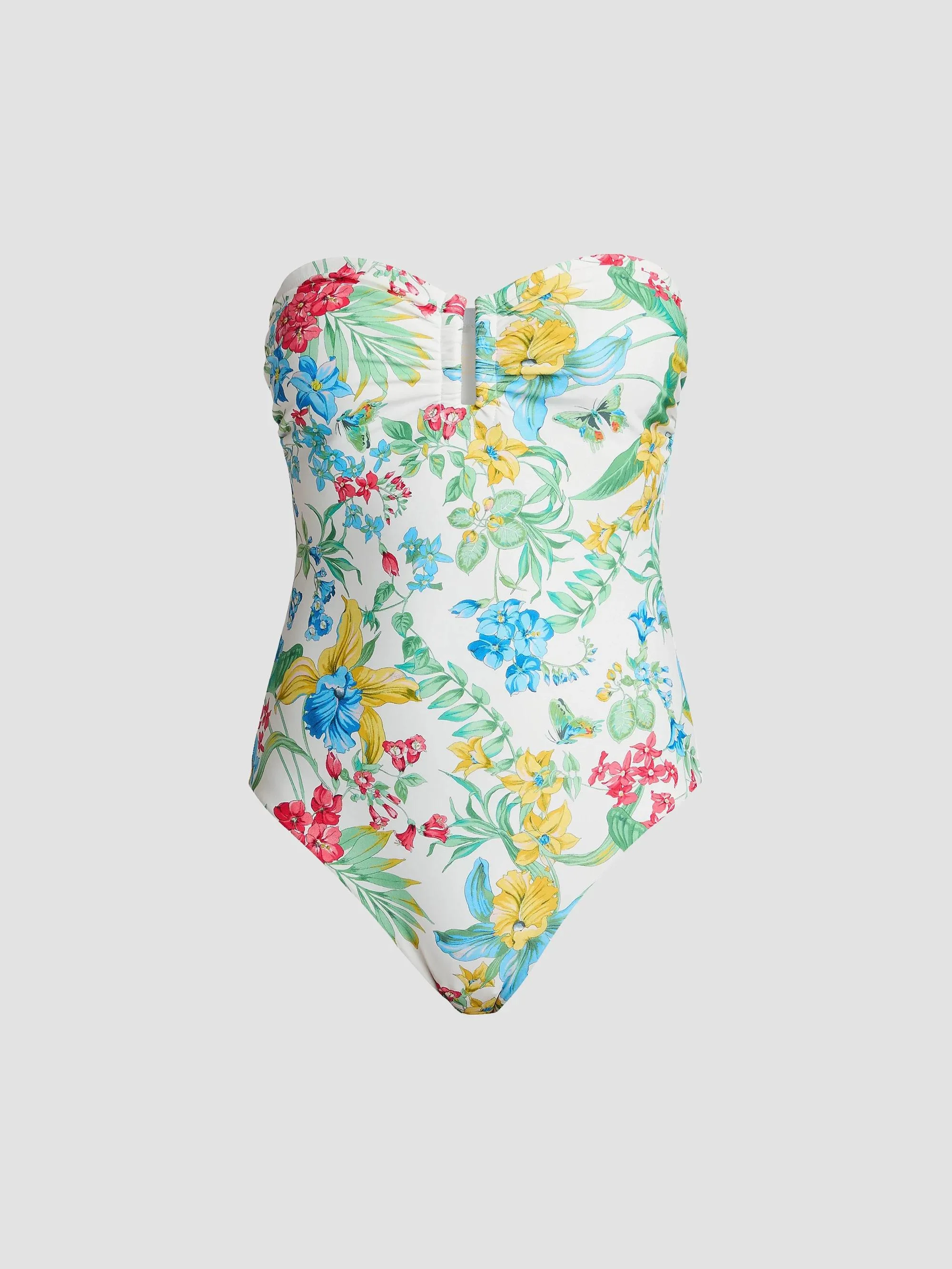 Women's Queen Floral One-Piece Swimsuit - Ivory Multi - 1