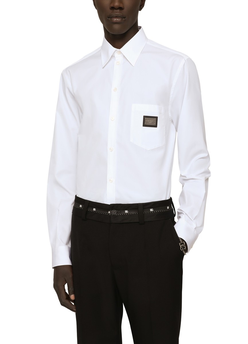 Cotton Martini-fit shirt with branded tag - 2