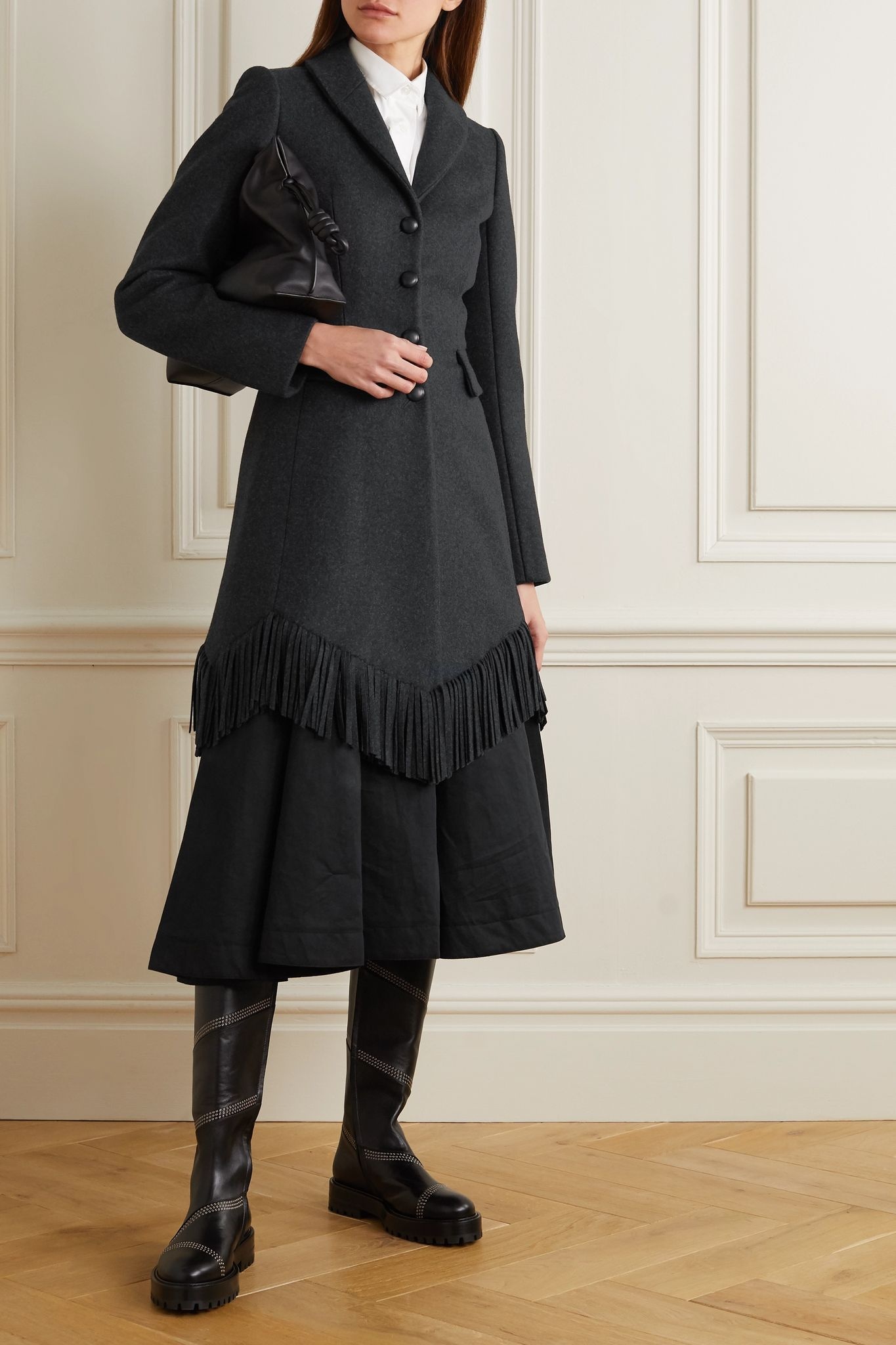 Fringed wool and cashmere blend coat - 2