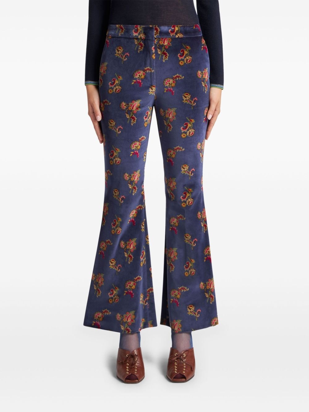 floral flared trousers - 3