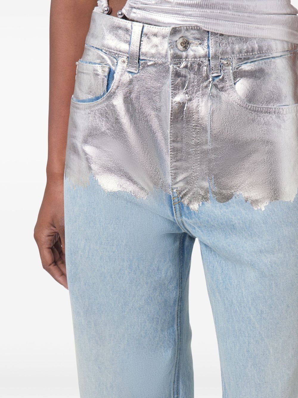 metallic detailing jeans - 5
