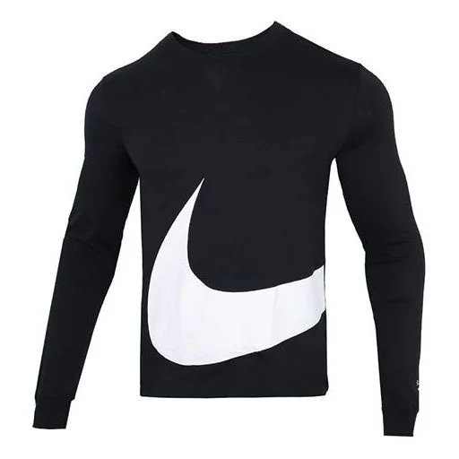 Men's Nike Sportswear Contrasting Colors Large Logo Round Neck Sports Long Sleeves Black DD3396-010 - 1
