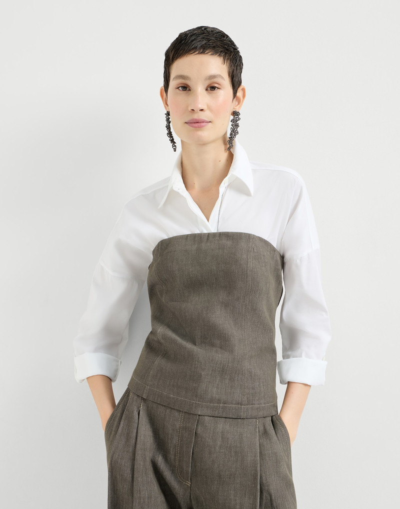 Cotton denim-effect twill bandeau top 5