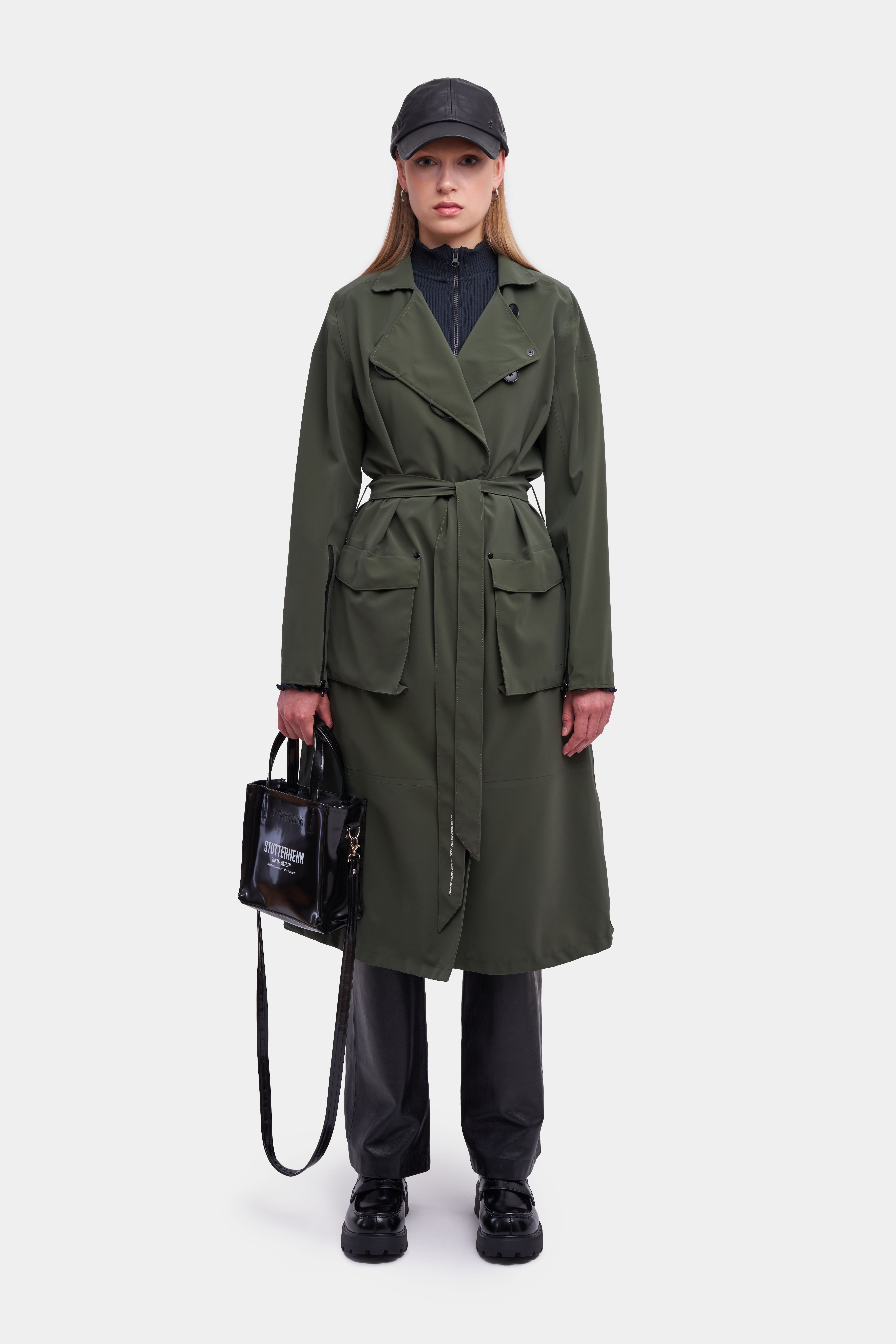 Kista Matte Trench Coat Dark Green - 2