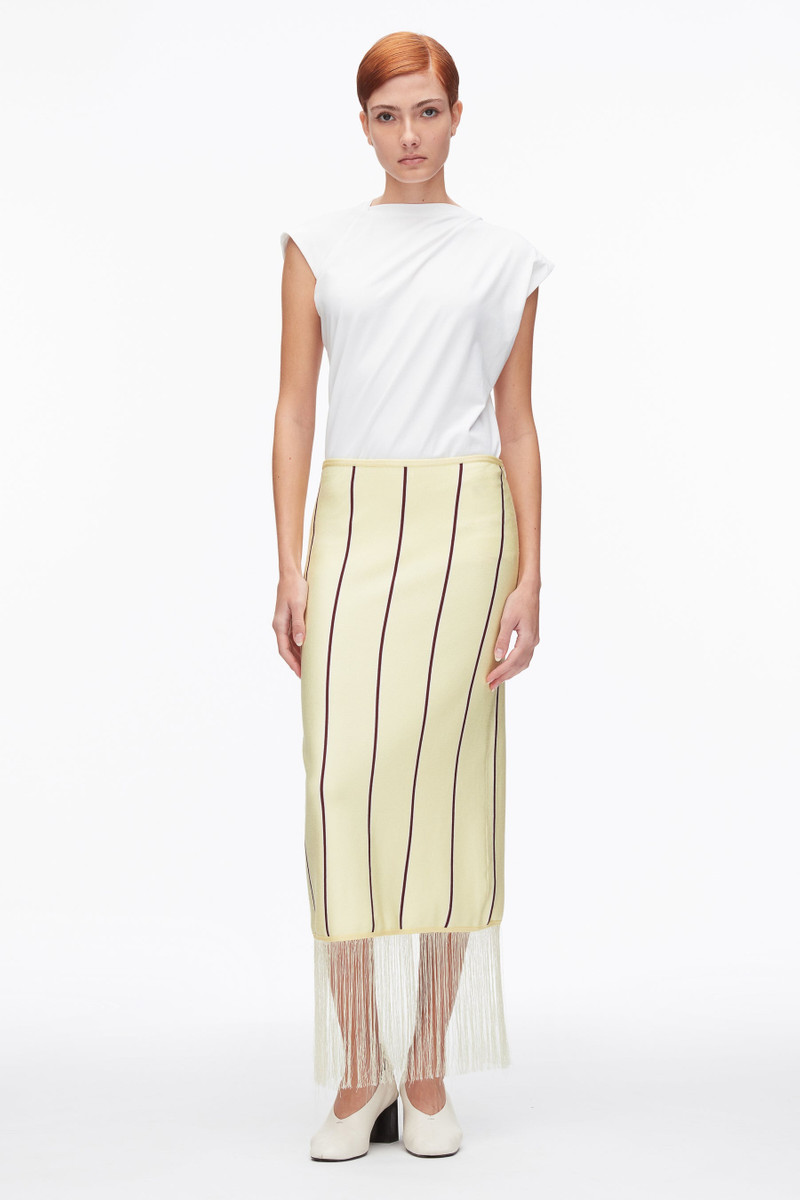 Stripe Midi Skirt with Fringe 1