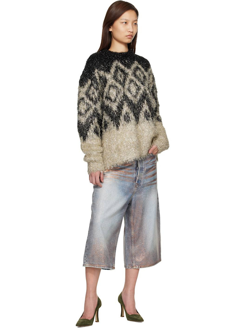 Acne Studios Blue Glitter Dawn Denim Shorts outlook