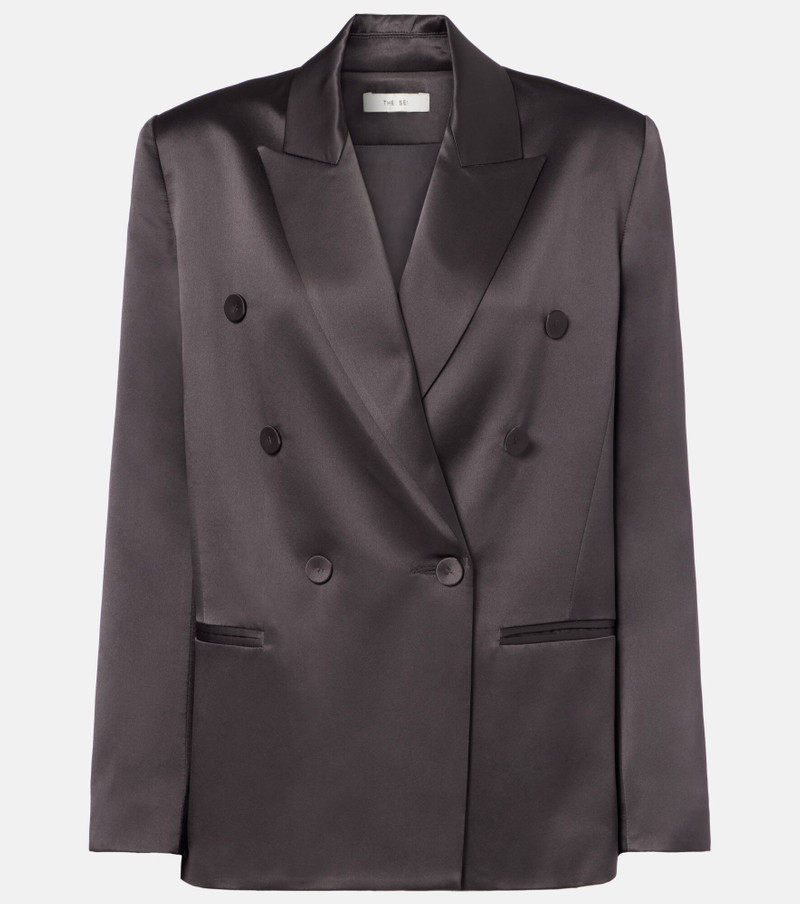 Double-breasted silk satin blazer 1