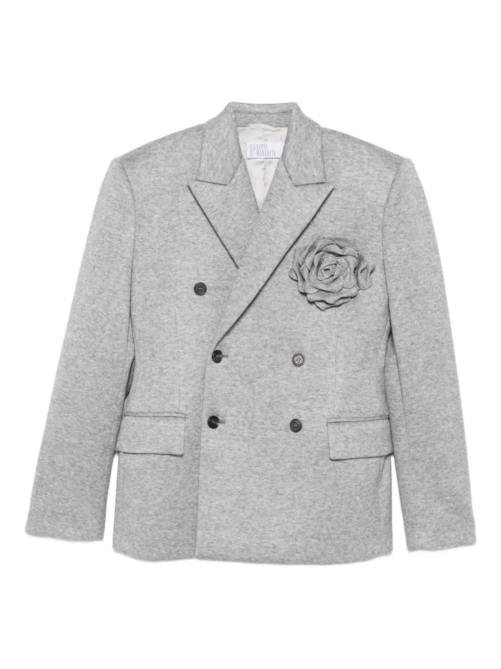 rose-embellished double-breasted blazer - 1