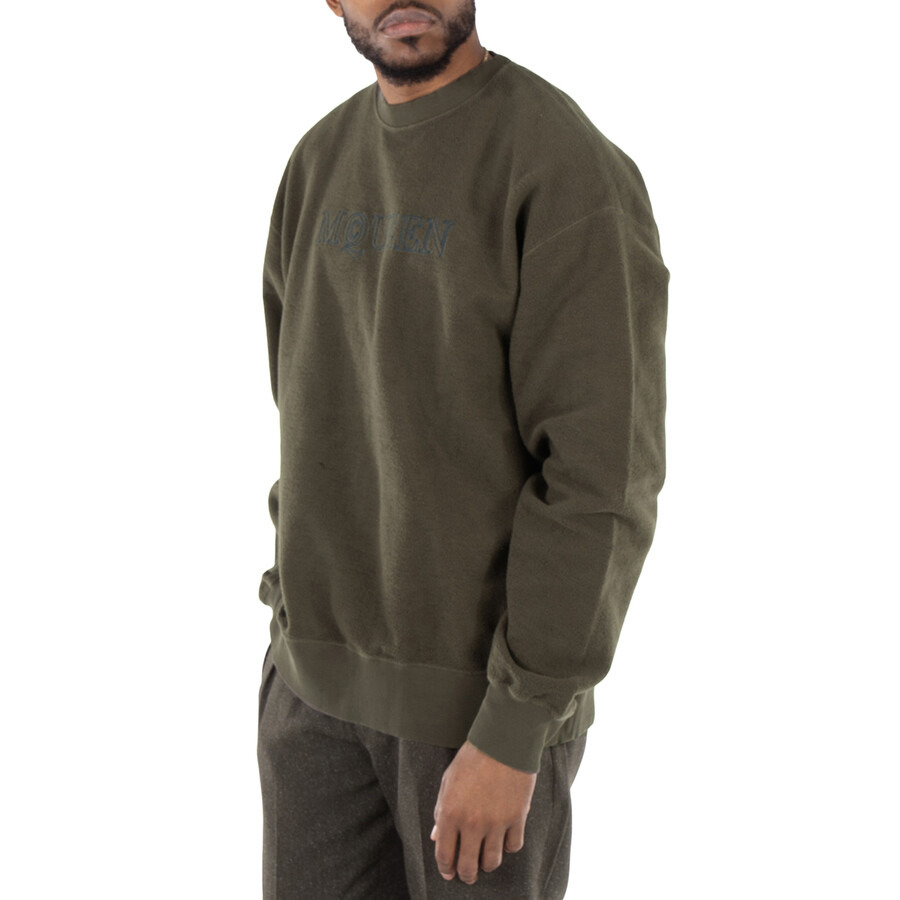 Alexander McQueen Men's Peak Green Washed Logo Sweatshirt - 2
