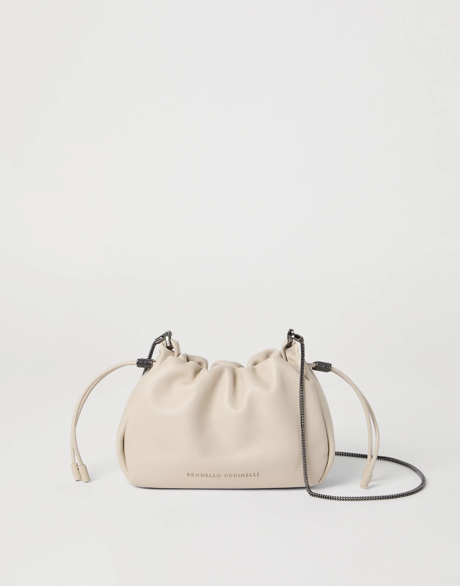 Mellow mini bucket bag in soft leather with precious chain - 1