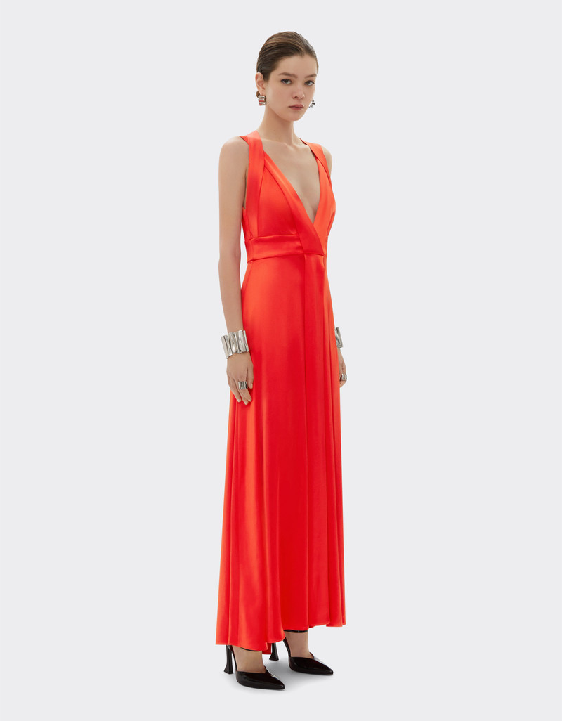 Long dress in stretch satin twill 3