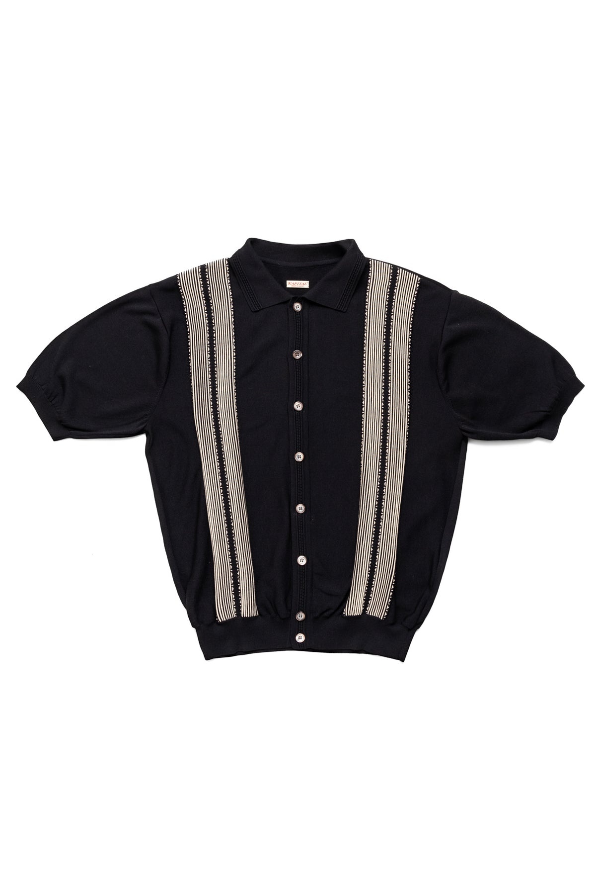 14G Cotton Knit OYSTER Aloha Polo - Black - 1