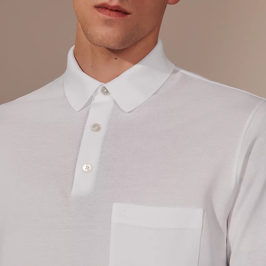 H embroidered buttoned polo shirt - 3