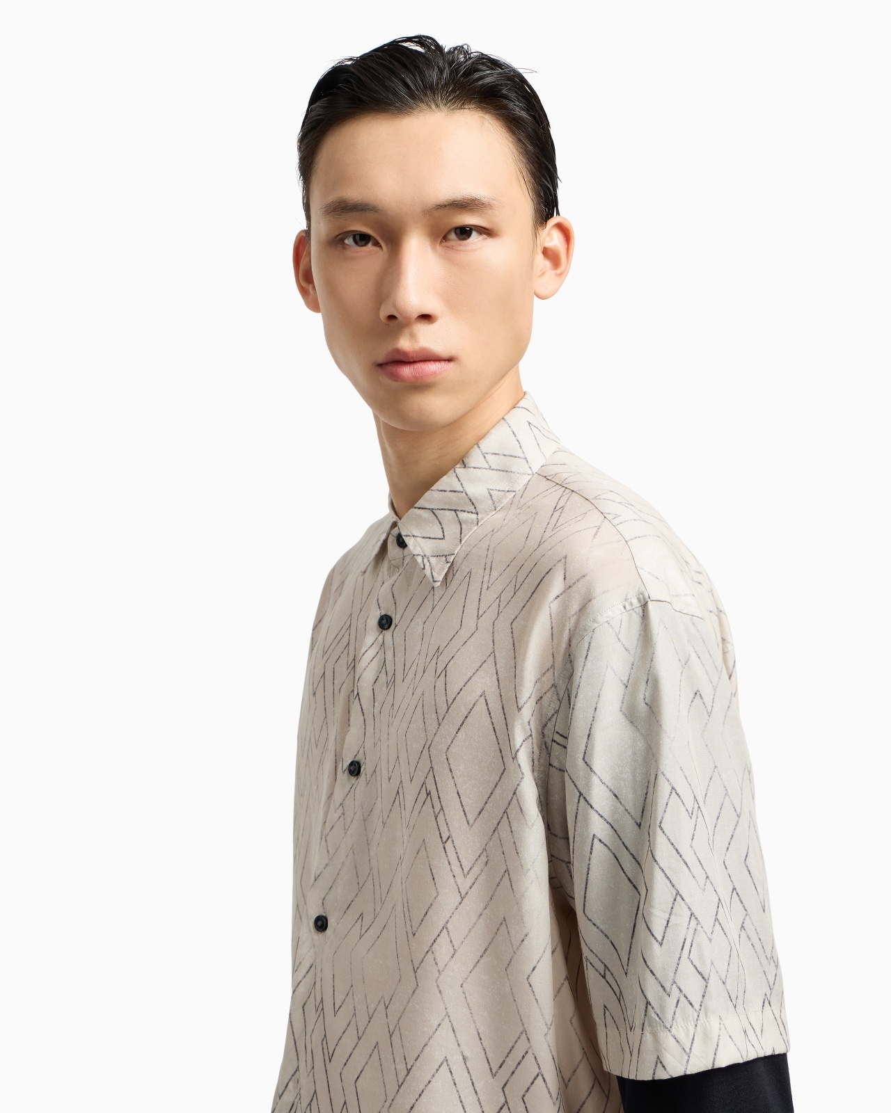 ASV COMFORT-FIT PRINTED LYOCELL-BLEND SHIRT WITH A TWO-PIECE EFFECT - 5