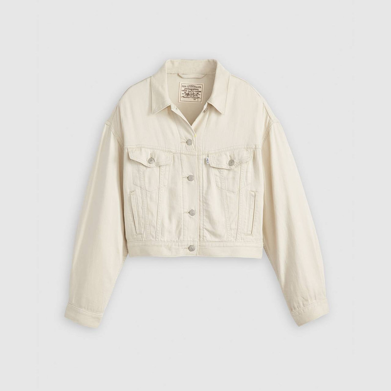 SHRUNKEN '90S LINEN BLEND LIGHTWEIGHT TRUCKER JACKET 1