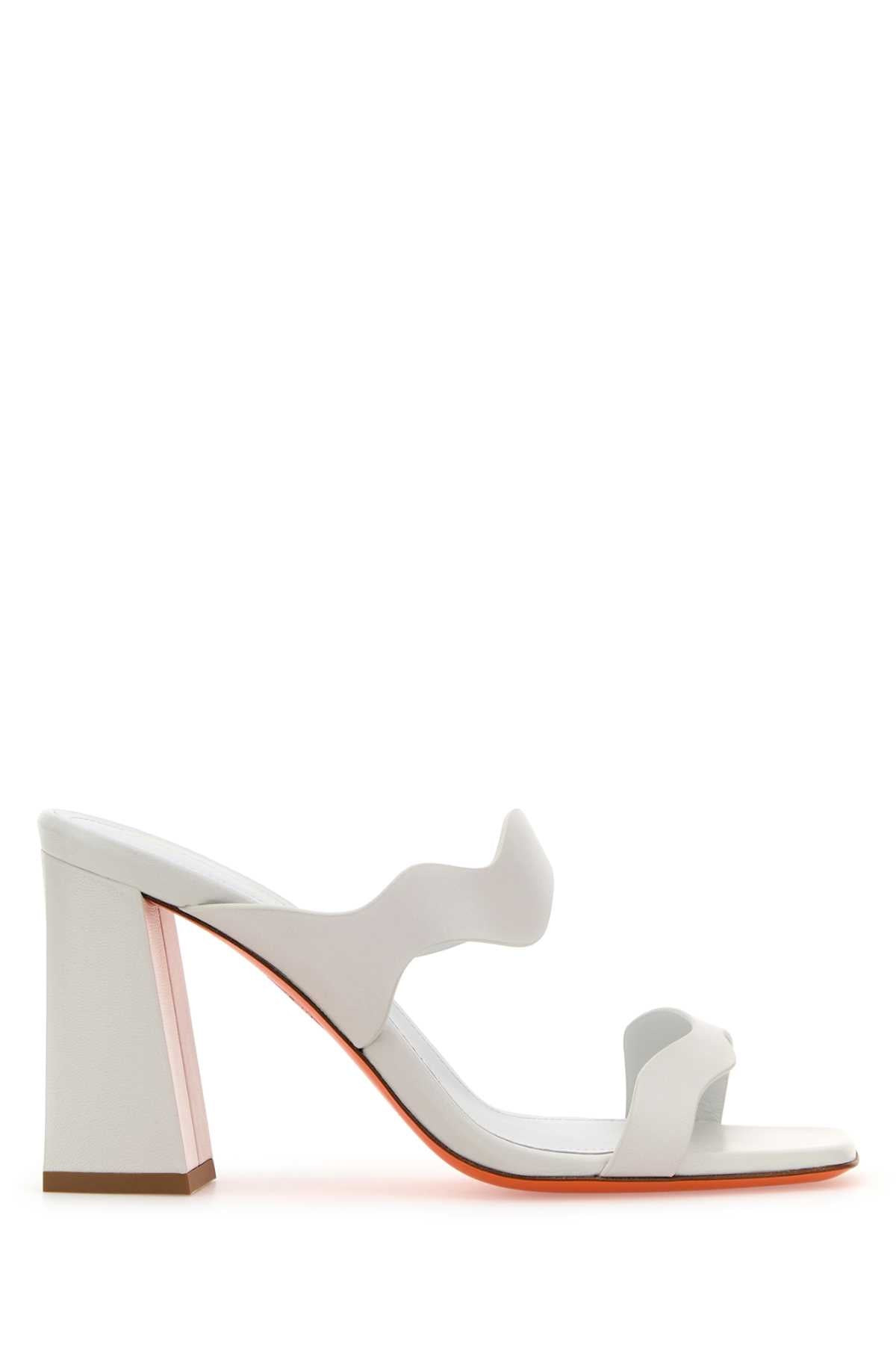 Santoni Women White Leather Adriatica Mules - 1