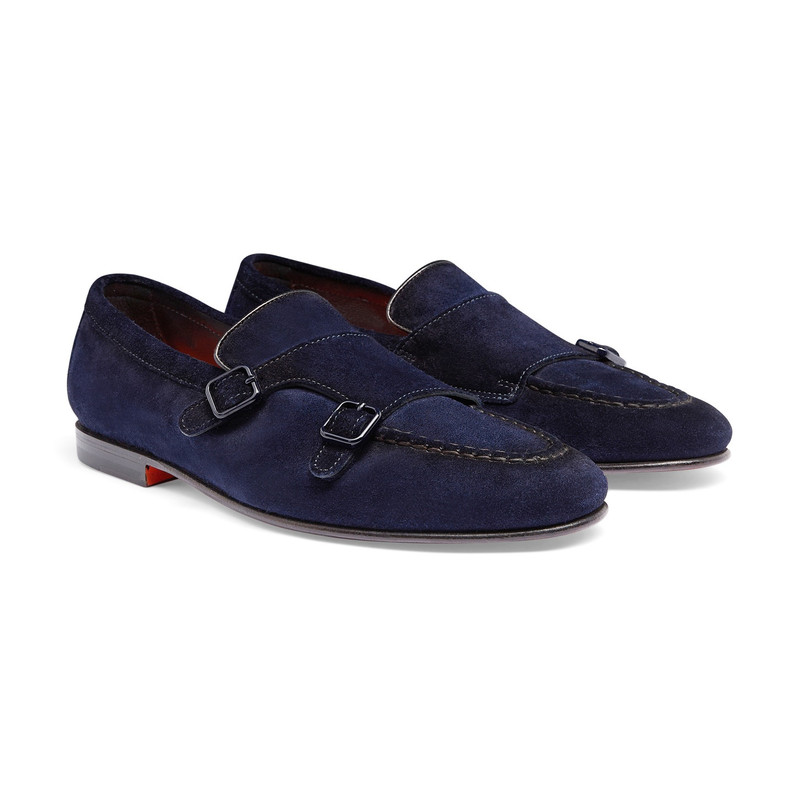 Men's blue suede double-buckle loafer 3