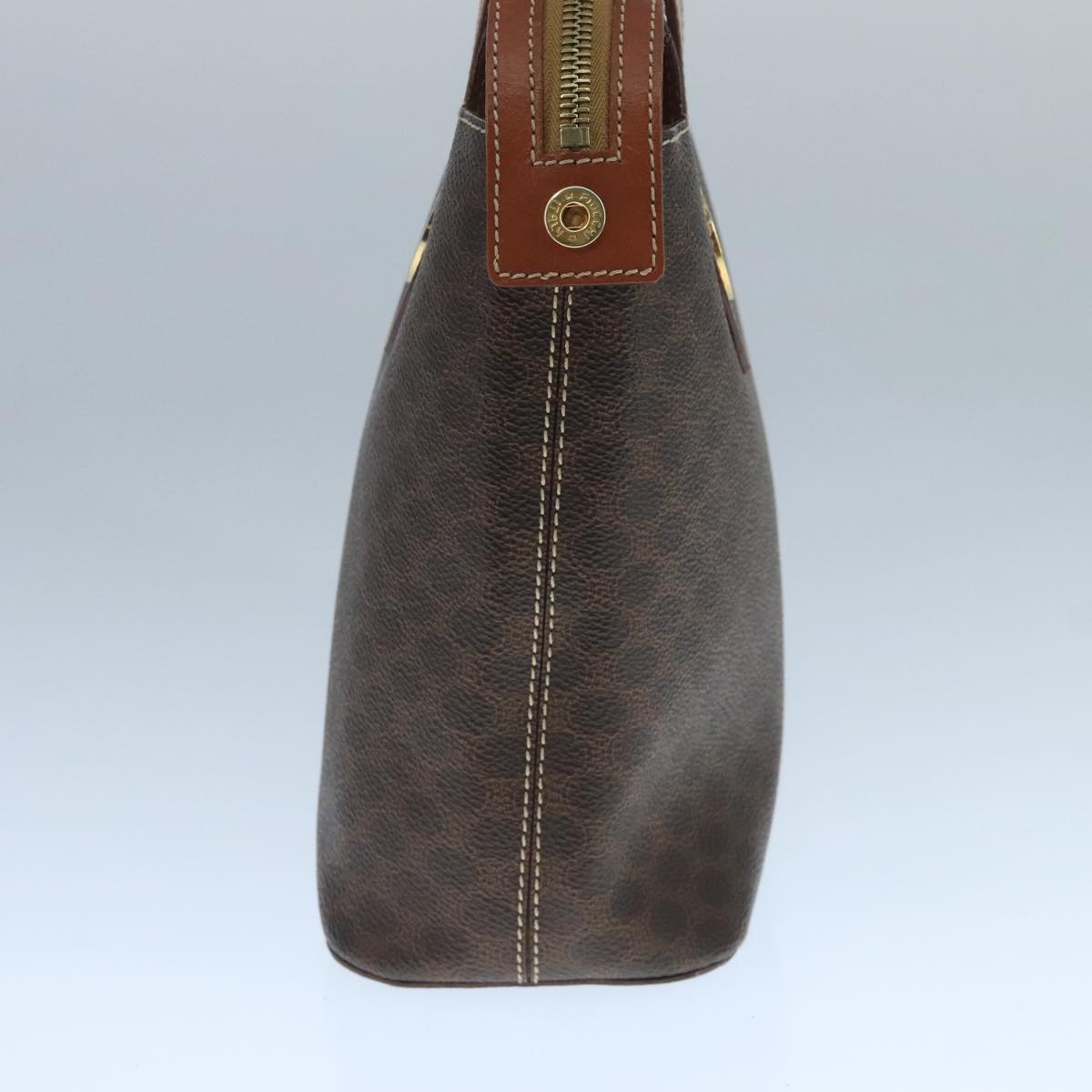 CELINE Macadam Canvas Hand Bag Pvc Leather Brown Gold - 4